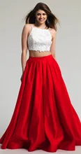 Real Photo Brautkleider 2017 Zwei Stücke White & Red Applique Spghetti Strap Abendgesellschaft Kleider Lange Pageant Kleider 4231348