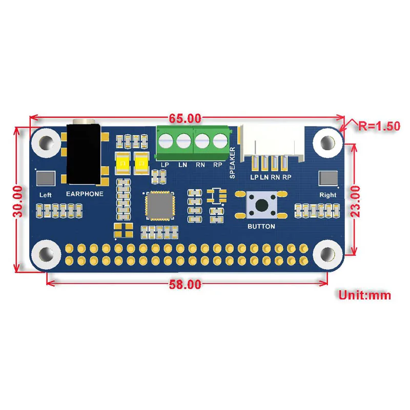 WM8960 Hi-Fi звуковая шляпа "карта" для Raspberry Pi Zero/Zero W/Zero WH/2B/3B/3B+, стерео кодек, воспроизведение/запись