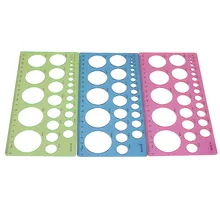 1 pçs plástico retangular forma redonda buraco régua modelo iength 20 cm de largura 10.5 cm para material de ferramentas escolares estudante