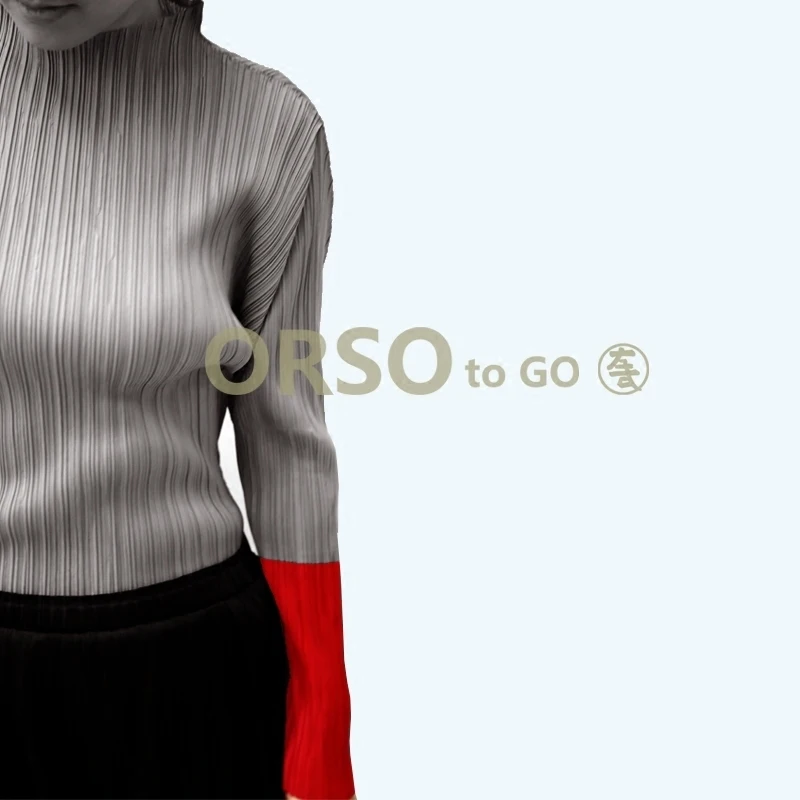 

Azterumi Special Pleats Women Stand Collar Full Length T-Shirt Spring 2019 Women Bottoming Shirts Tops Black Blue Gray Yellow