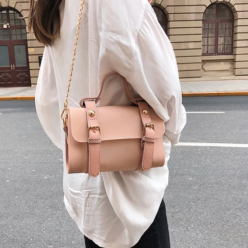 

Crossbody Single Shoulder Bag Women PU Handbag with Golden Chain Strap Popular