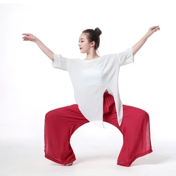 Latin Dance Knotted split perspective Loose Top T-shirt Tango Cha Salsa rumba modern Dance wear costumes Dancewear Yoga Latin Dance Knotted split perspective Loose Top T-shirt Tango Cha Salsa rumba modern Dance wear costumes Dancewear Yoga