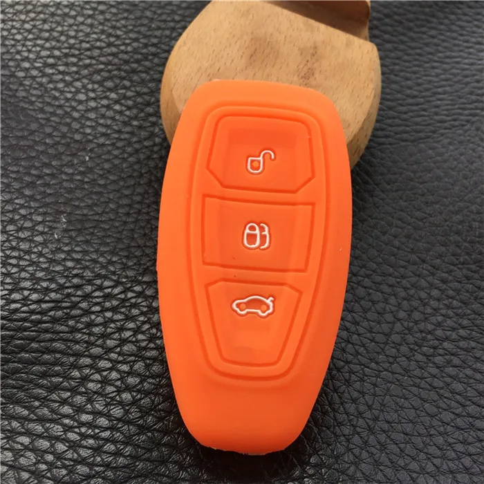 Силиконовый резиновый чехол для ключей автомобиля для Ford Focus 3 MK3 ST RS Ecosport Kuga fiesta Fiesta Focus Mondeo3 кнопки smart key - Название цвета: Оранжевый