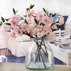 2018 искусственный вишни шелк + Пластик цветы веточка сакуры для домашнего отеля декора DIY свадебная АРКА украшение венок