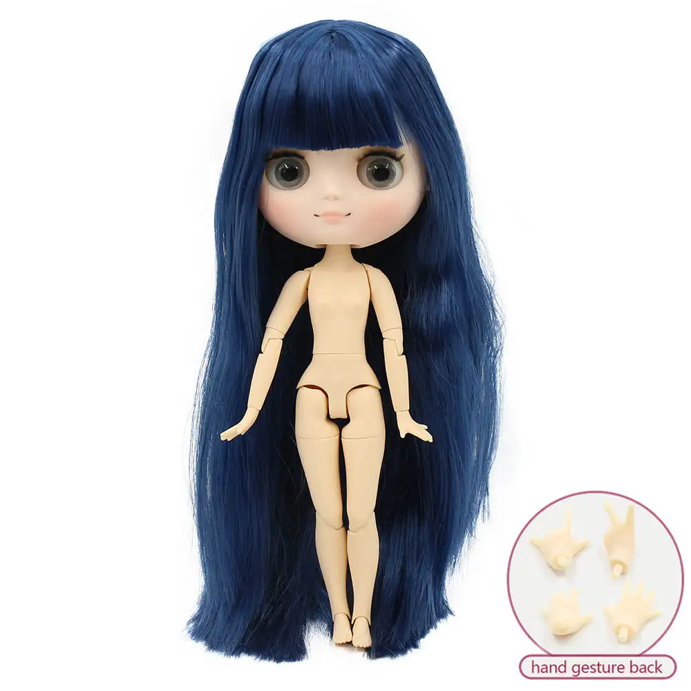 Middie blyth nude doll 20cm JOINT body Frosted face with makeup gray eyes multiple hair color DIY toys gift  gestures 12