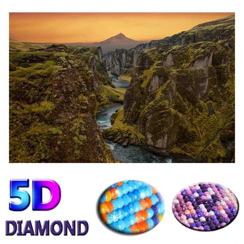 5D DIY Алмазная картина полностью круглое сверло &quotКаньон&quot Пейзаж вышивка пейзаж