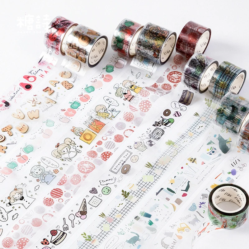

Happy Serise Journal Deco Transparent Washi Tape Masking Tape Japanese Stationery Stickers Scrapbooking School Supplie