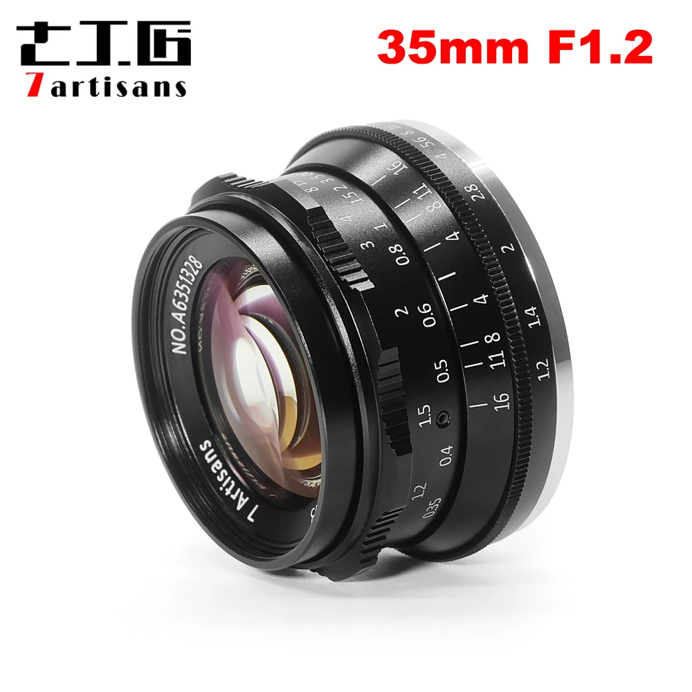 Günstige 7 handwerker 35mm F1.2 Prime Objektiv für Sony E mount für Fuji XF APS C Spiegellose Kamera Manuelle fixiert konzentrieren Objektiv A6500 A6300 X A1