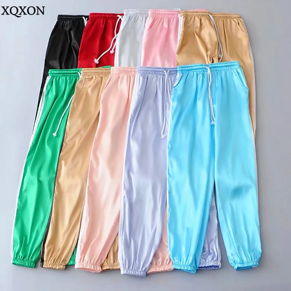 

10 Color Sweatpants Women Pants 2019 Joggers Casual Baggy Pink Side Striped High Waist Lady Trousers Pantalon Femme