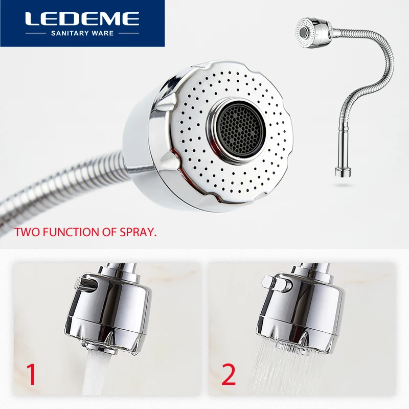 LEDEME جديد وصول المطبخ صنبور أنبوب مخرج صنبور حوض السباكة الأجهزة النحاس بالوعة المطبخ الحنفيات سبائك الزنك torneira cozinh