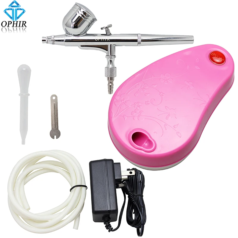 OPHIR Pink DC 12V Airbrush Compressor Kit for Cake Decorating Hobby