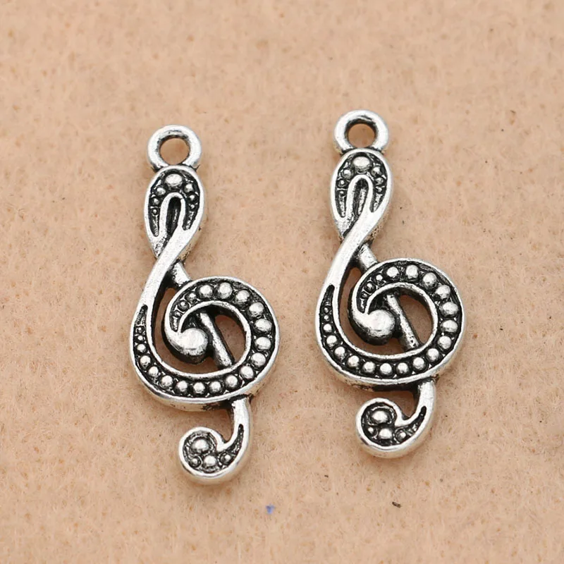 

KJjewel Tibetan Silver Plated Music Note Charms Pendant Bracelets Necklace Jewelry Making Accessories DIY 28x11mm