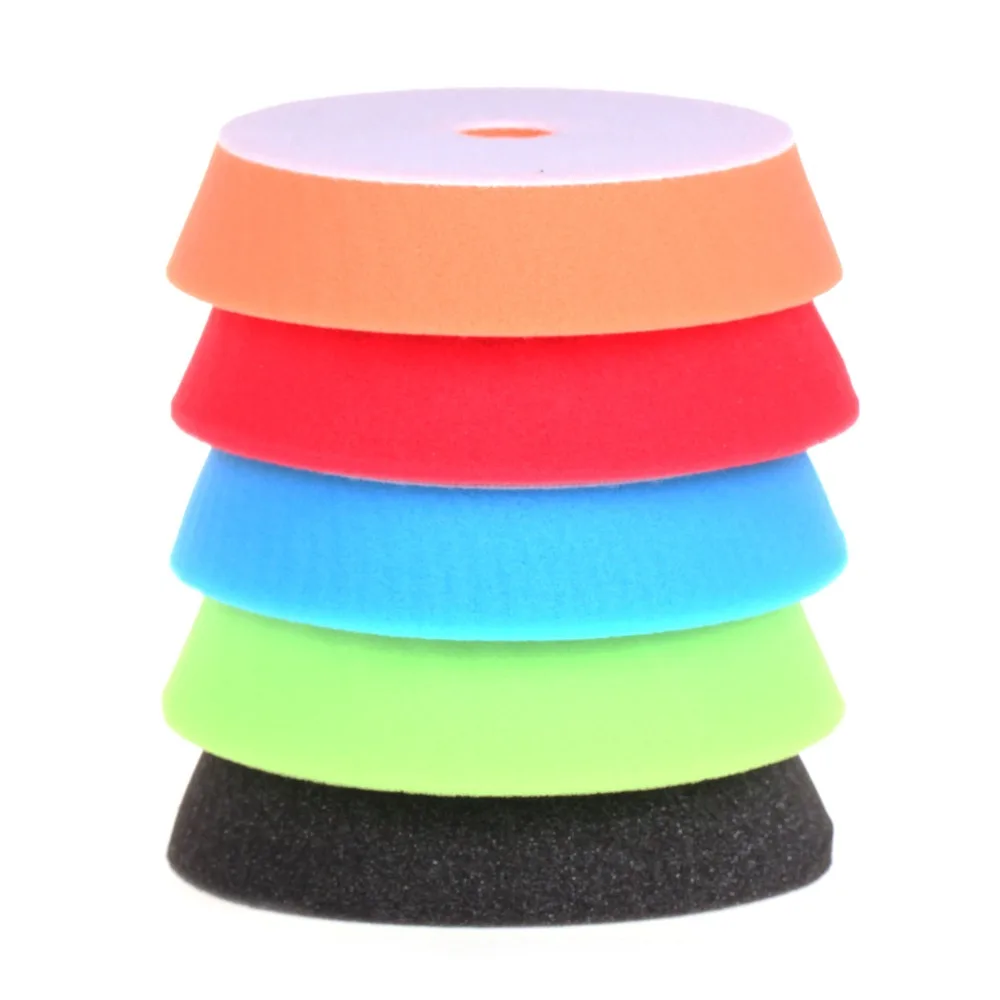 SPTA 12Pcs 7" (180mm) Red/Black/Green/Orange/Blue Buffing Pad Polishing