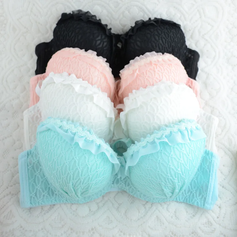 

Push-Up Bra Sets Bra Panty Set Solid Women Underwear Sexy Lingerie Push Up Crop Top Corset Solid Ruffle 2Pcs Lace Underwear