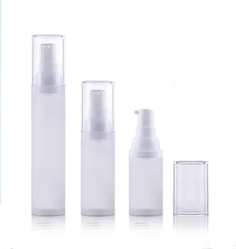 

2016 New 50ML frosted Refillable Airless Lotion Pump Bottle With clear Pump Over Cap airless vacuum pump lotion bottle