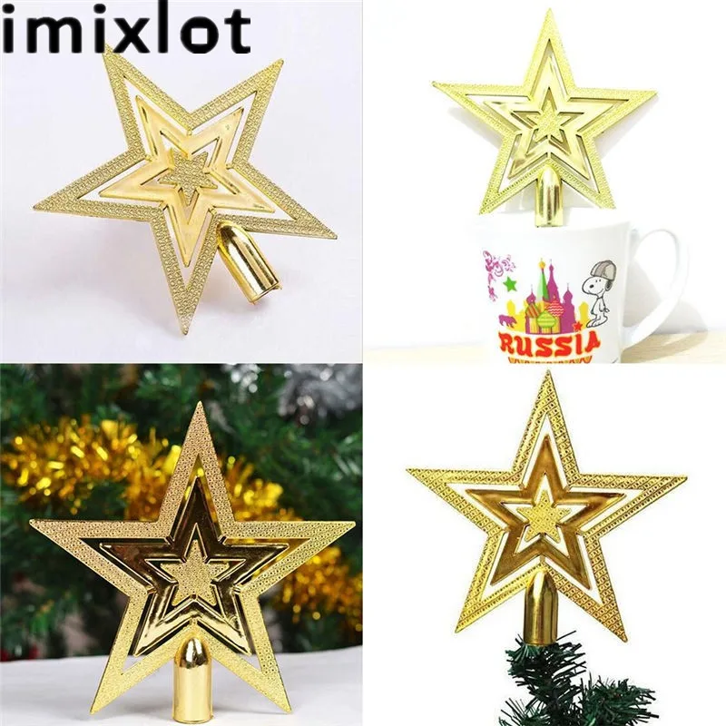 Imixlot золотистого цвета глиттер звезда макушка для новогодней елки для дома вечерние праздничные орнамент с рождественской елкой украшения