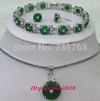 

xiuli 00318 Elegant Green Crystal Women Pendant Necklace Bracelet Earrings Set can choose