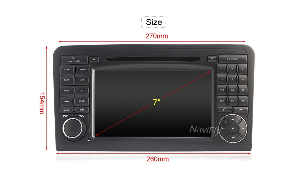 Perfect NaviFly 7 inch 2 din Android7.1 car dvd radio for Mercedes/Benz/ML ML350 L450 ML500/GL CLASS W164 GL320 GL350 GL420 car gps 9