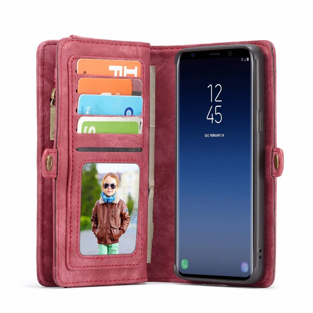 

Wallet Case For Samsung S9 Plus Case For Samsung S9 CaseMe Magnet Back Cover Split Leather Zipper Bag Multi Slots Leather Case