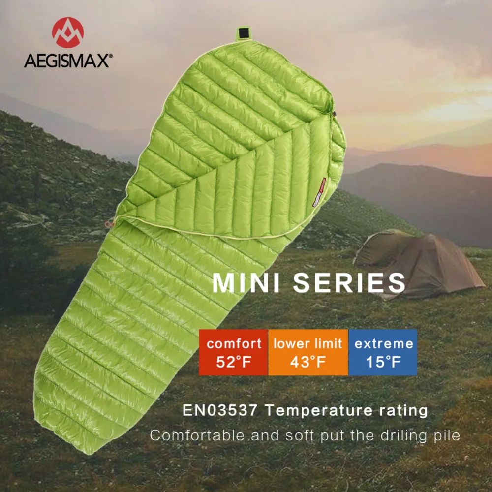 Acampamento ao ar Ganso para Baixo Bolsa de Dormir Aegismax Livre Ultraleve Múmia 800fp Primavera Outono Inverno Tenda Leve 95% 3 95% 800fp ganso para baixo saco de