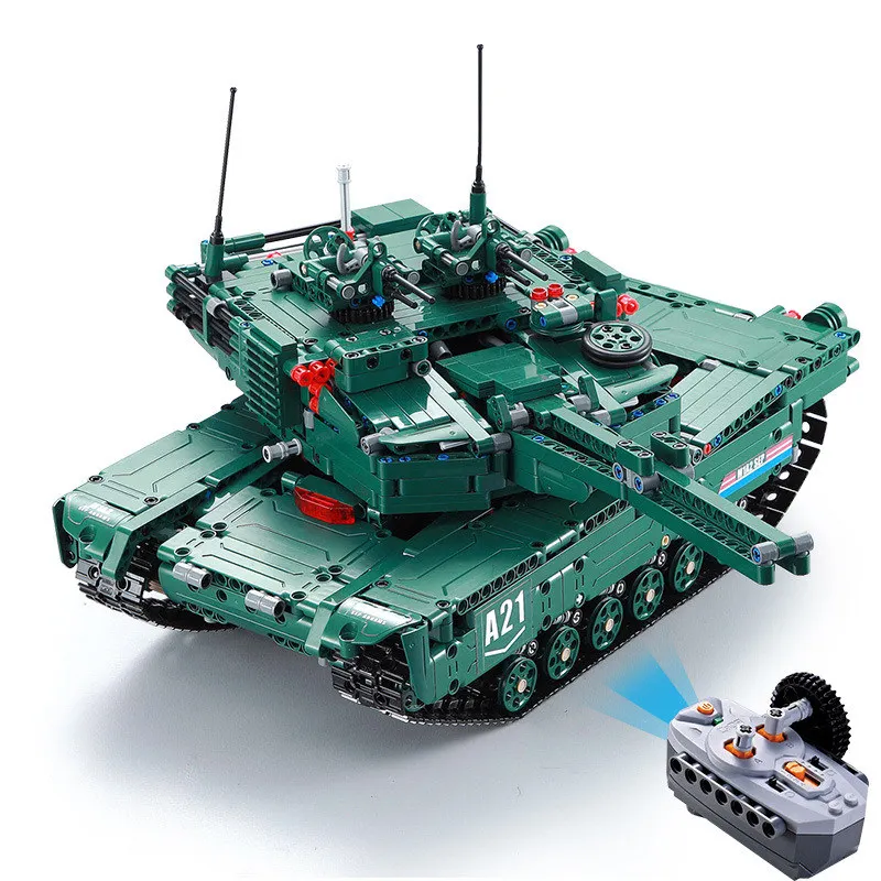 

1498pcs Diy Building Blocks Remote Control The M1A2 RC Tank Military Weapon Model Compatible With L Brand Toys For Children