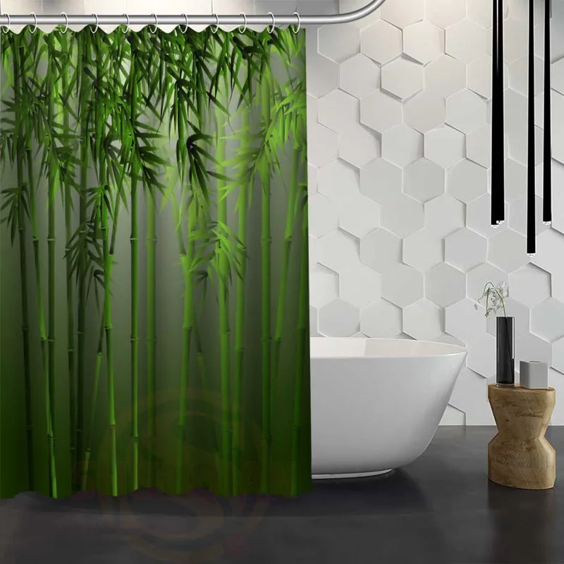 Пользовательские бамбуковые занавески для душа водонепроницаемая ткань Шторка для ванной WJY1.17 - Цвет: Очищать