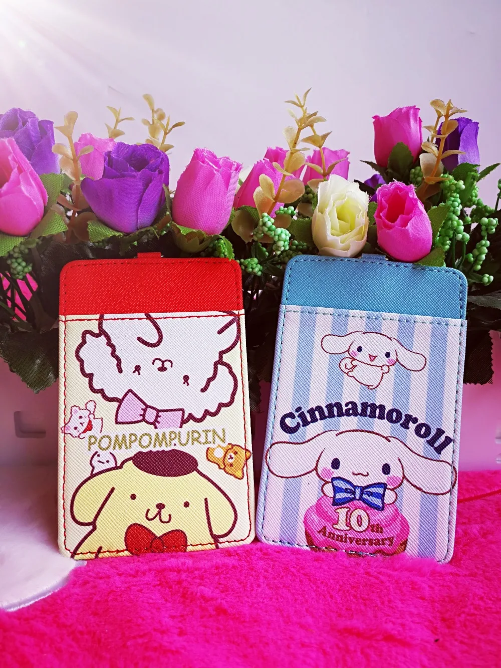 Ivyye 1 шт. Cinnamoroll Pom Purin аниме, плюшевая держатель для карт из искусственной кожи с отделением для кредитных сумки монета автобус Чехол-портмоне с отделением для карт для маленьких девочек подарки на