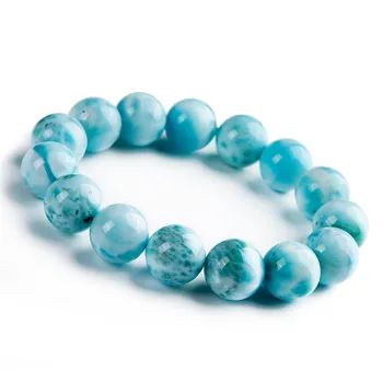 

15mm Genuine Blue Natural Stone Bracelets For Women Men Powerful Stretch Healing Crystal Round Bead Natural Larimar Bracelet
