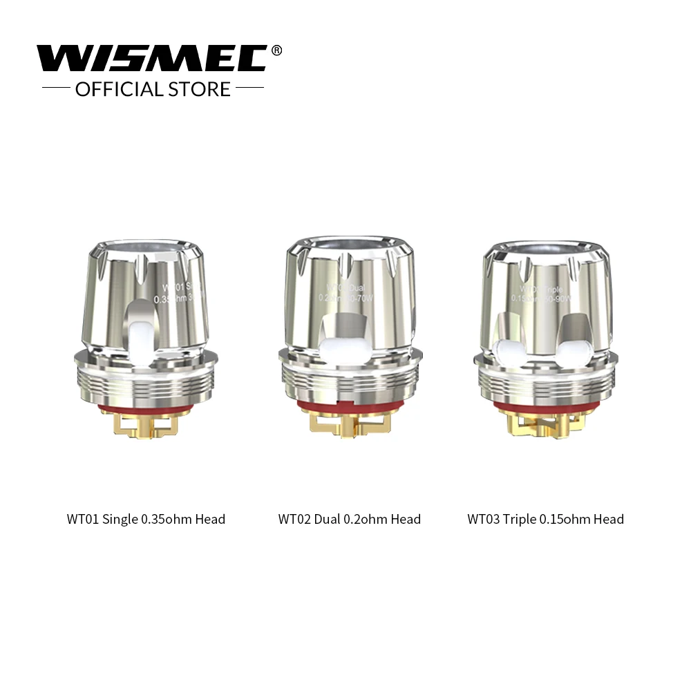 

5Pcs/lot WISMEC WT Coil WT01 Single 0.35ohm WT02 Dual 0.2ohm WT03 Triple 0.15ohm mesh Coils Vape head For Wismec Trough Tank