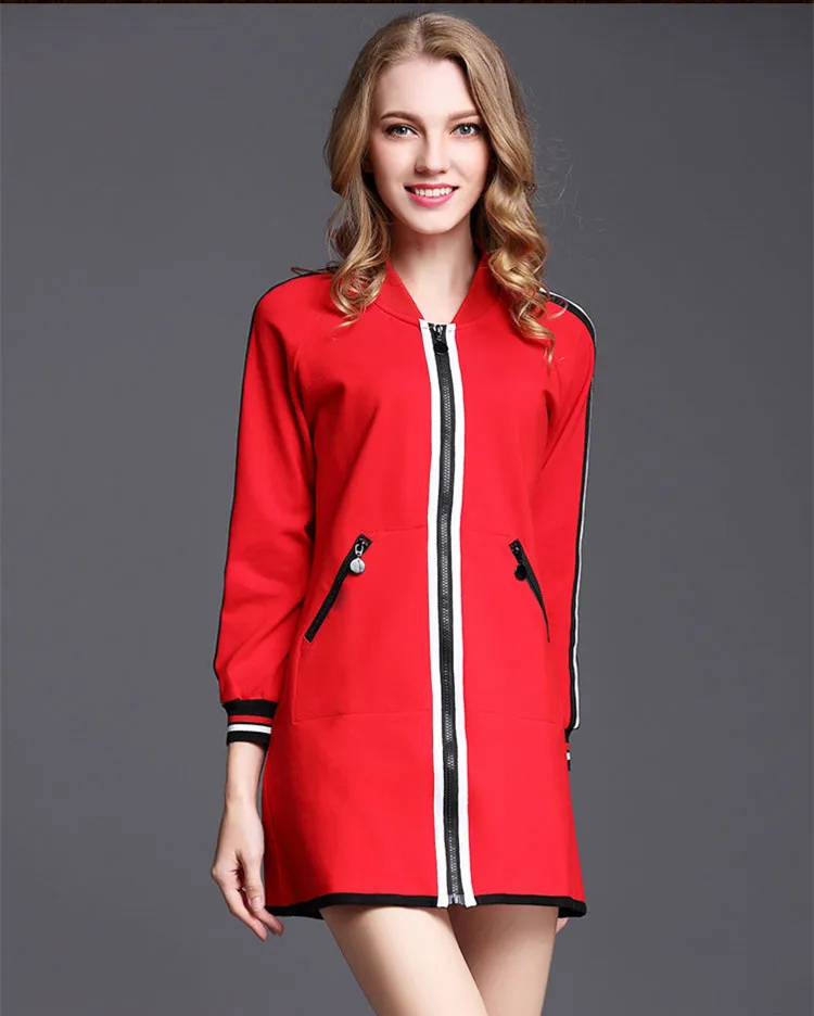High quality women's casual coat 2019 spring Red baseball jackets S059