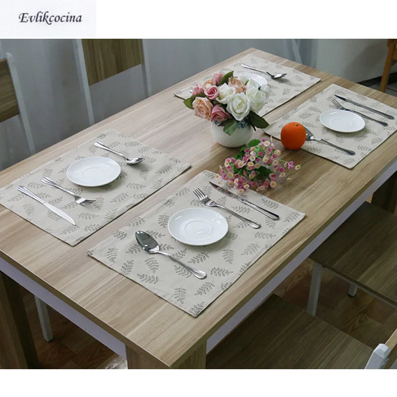 

Free Shipping Leaves Placemat Dining Table Coaster Cloth Insulation Coffe Tea Cup Pad Kitchen Mantel Individual For Table