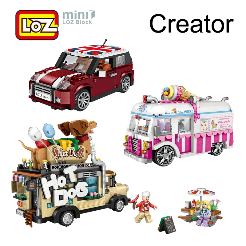 LOZ blocs Hot Dog glace camion Mini voiture modèle jouet créateur technique Figurines série cadeau pour fille garçon femmes amis