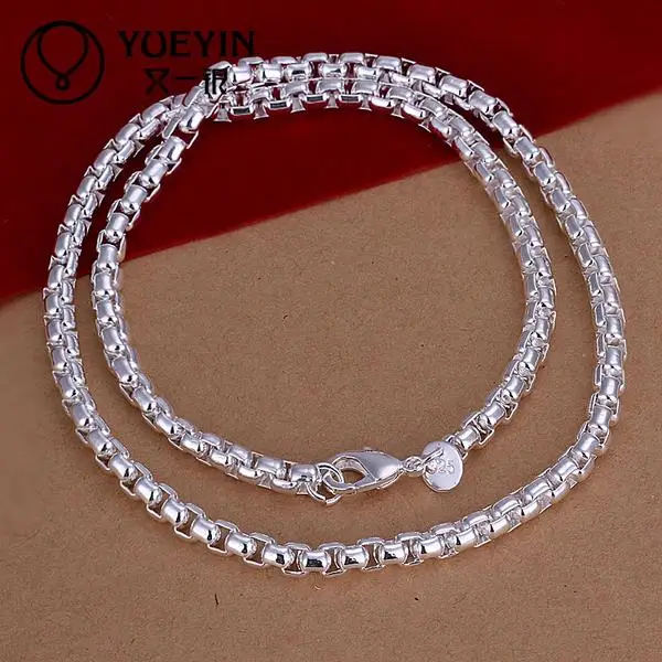

Free Shipping, Silver Plated Necklace Good Lovely 4 Mm Silver Fashion Jewelry Necklace Pendant Chain of High Quality