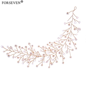 

Fashion Crystal Headband tiara Bride Hair Accessories Handmade Gold Silver Color Pearl Bride Wedding Headpieces Hair Jewelry