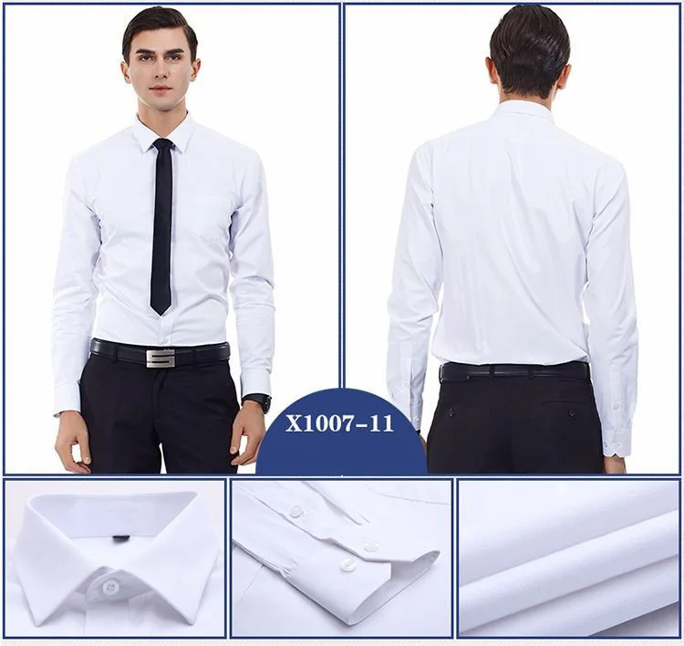 Формальная Мужская рубашка с длинным рукавом, модная саржевая/Однотонная легкая в уходе Стандартная посадка размера плюс, деловая умная Повседневная рубашка для работы