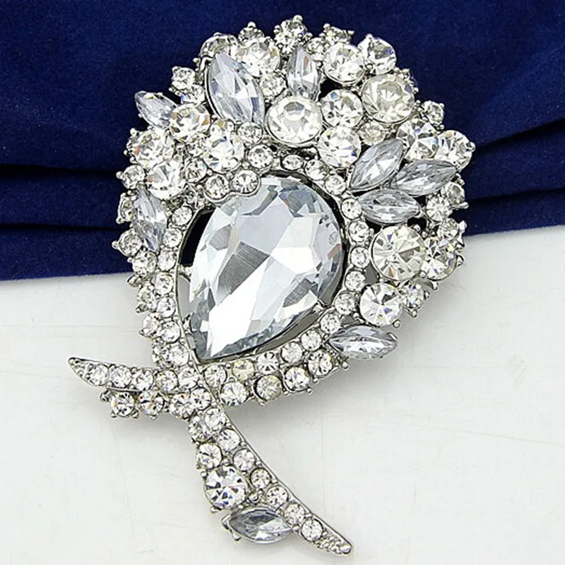 Retail!!3.2 Inch Huge Pretty Big Crystal Diamant Brooch Wedding Brooch