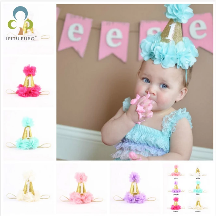 1 jaar baby eerste Verjaardag Hoeden caps Digitale Leeftijd een Cupcake Toppers kids