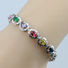 Великолепные цветные разноцветные драгоценные камни 925 пробы Серебряный браслет для здоровья модные ювелирные изделия для женщин шкатулка для ювелирных изделий SL150
