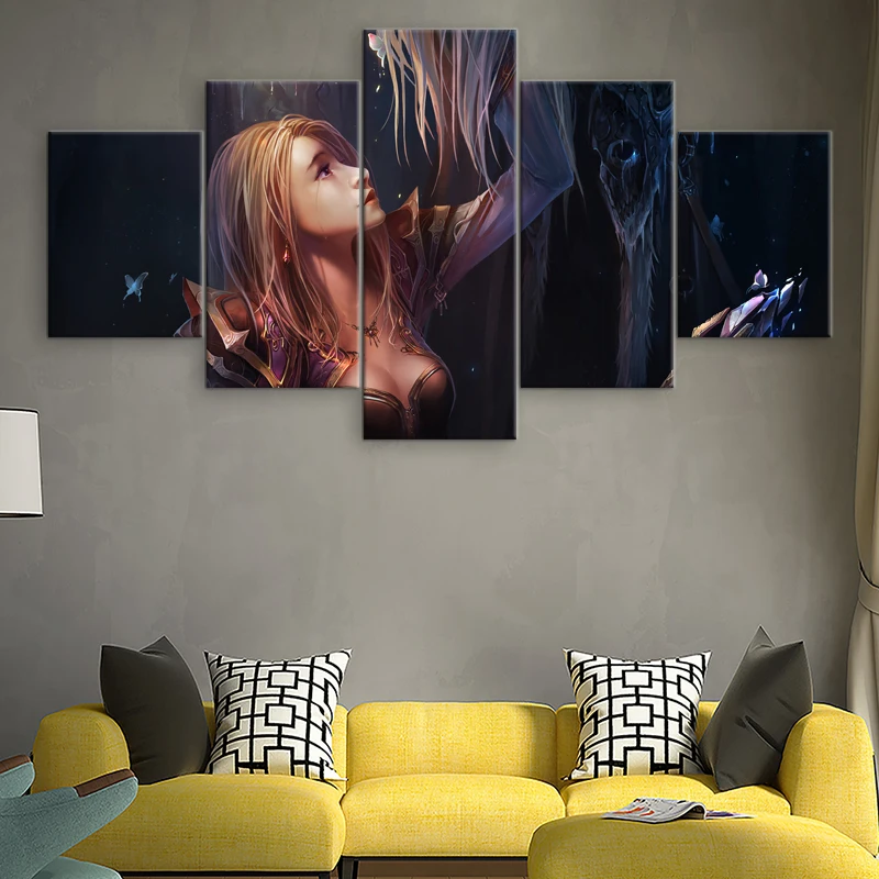  Modern 5 Panel Dota 2 Character Canvas Painting Game Pictures Modern Wall Art Printed Home Decor Fo