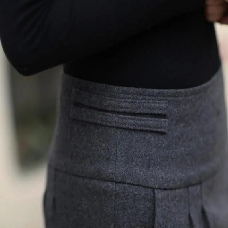 Осень зима Женская юбка модная Женская высокая талия узкая юбка-карандаш хип шерстяная большого размера юбки женские J389