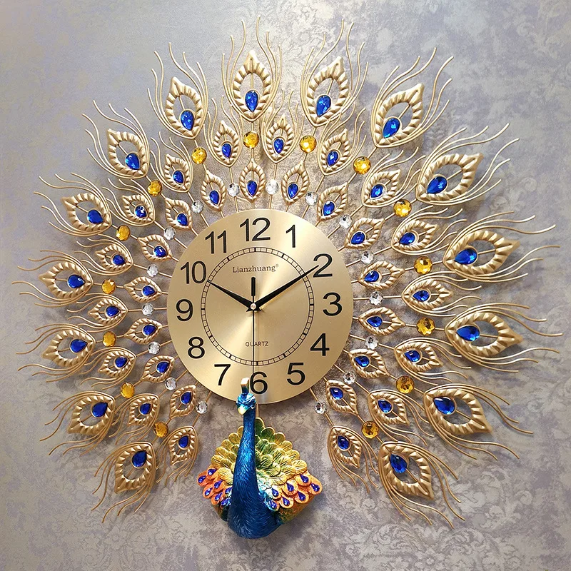 

Creative Peacock Wall Clock Living Room Wall Watch Home Decor Clock Wall Bedroom Digital Mute Wall Clocks Modern Design Klok