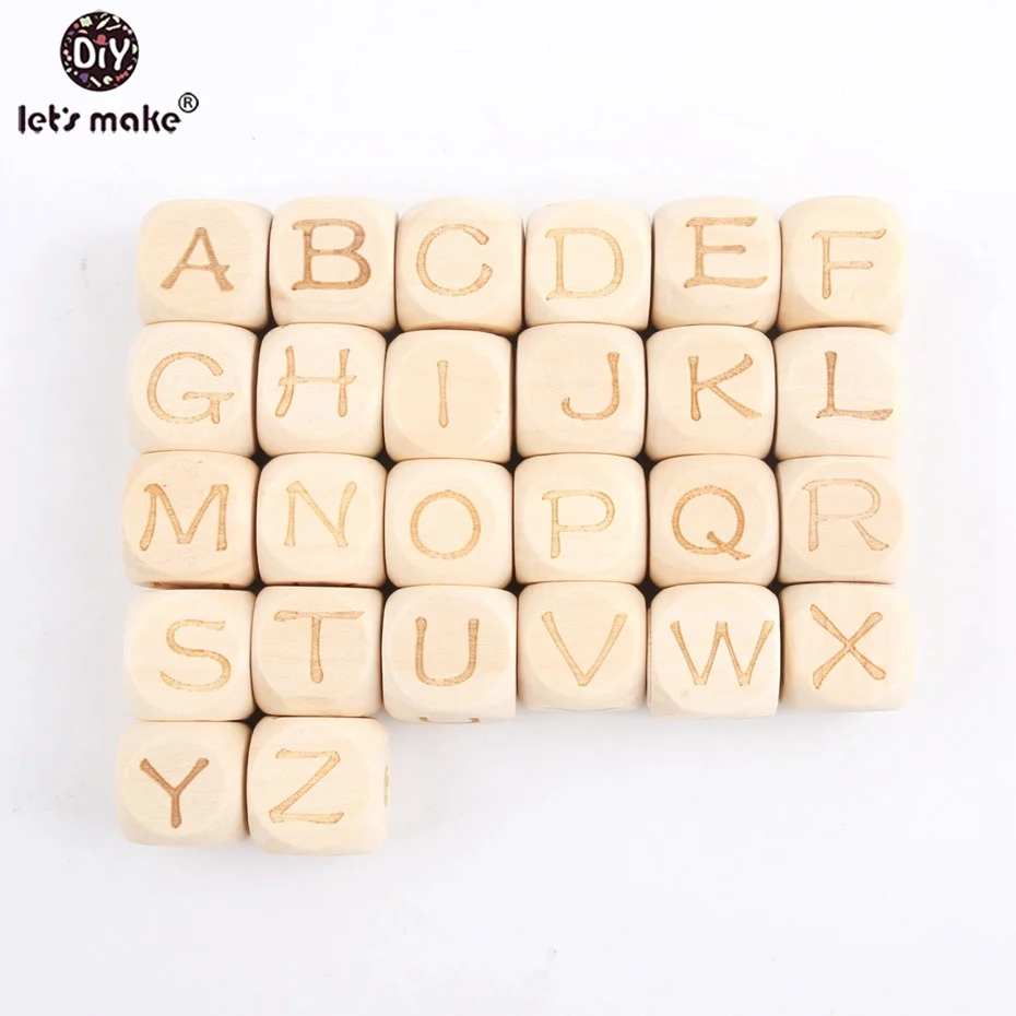 

Let's Make 12mm 10pcs Maple Wooden English Letter Beads Personalised Making Jewelry Necklace Beads Customize The Baby's Name