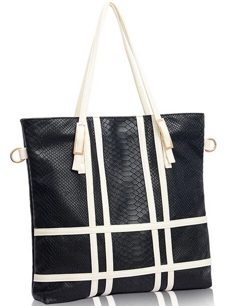 OL Style Fashion Color Block LEATHER Shoulder Bags Women Large Capacity Serpentine Grain Handbags SW2112 | Багаж и сумки