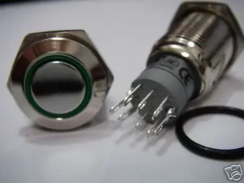 

ON/ON Stainless Green Light switch DPDT 12V. 10PCS