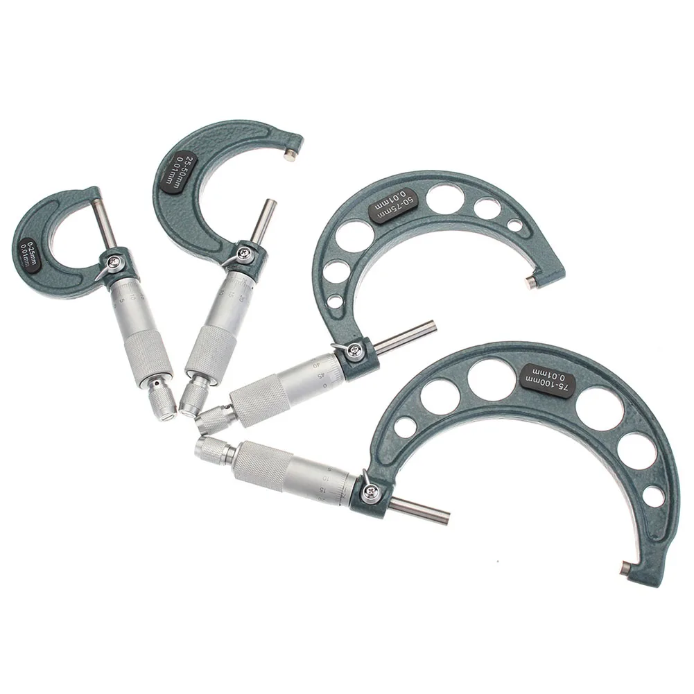 

0-4" 0-100mm/0.01mm Premium Outside Micrometer Set Machinist Tool Precision Carbide Tips MJJ88