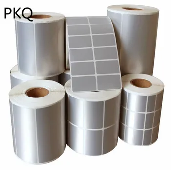 

1Roll 20-50mm (24Sizes) Width MATTE SIVLER Thermal Transfer Labels blank PET barcode adhesive sticker Permanent Adhesive label