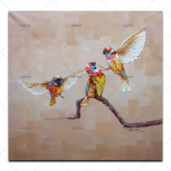 

oil painting by hand painted abstract acrylic paint animal color birds decorative canvas painting coloring for living room