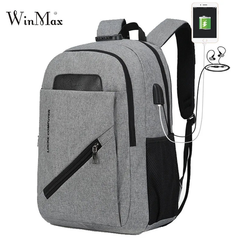 

2018 Anti-thief USB Bagpack Laptop Backpack For Men Code Lock School Backpack Student Book Bag For Boy Girls Male Travel Mochila