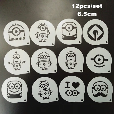 

12Pcs/Set Cartoon Latte Coffee Stencils Cake Mold Fondant Cookies Baking Tools Art DIY Tools D06