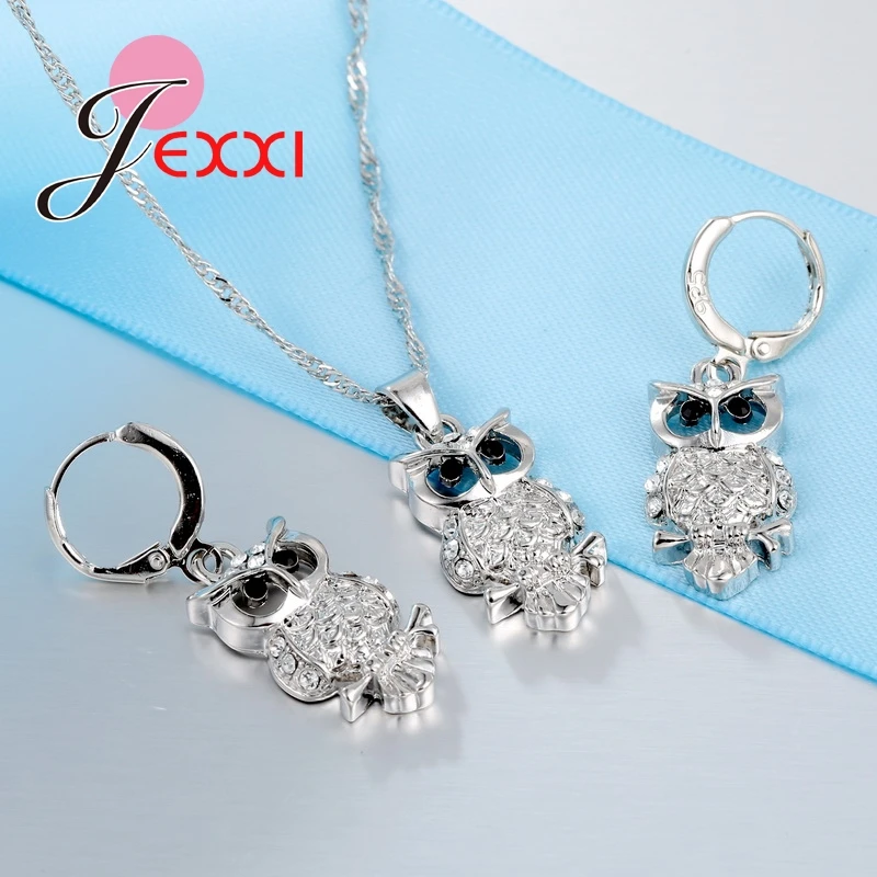 Ожерелье и серьги из серебра 925 пробы с изображением совы|jewelry sets|jewelry sets fashionjewelry set